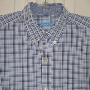 J. McLaughlin Mens L/S Blue Cotton Button Down Dress Shirt- Size 15/33 or Medium